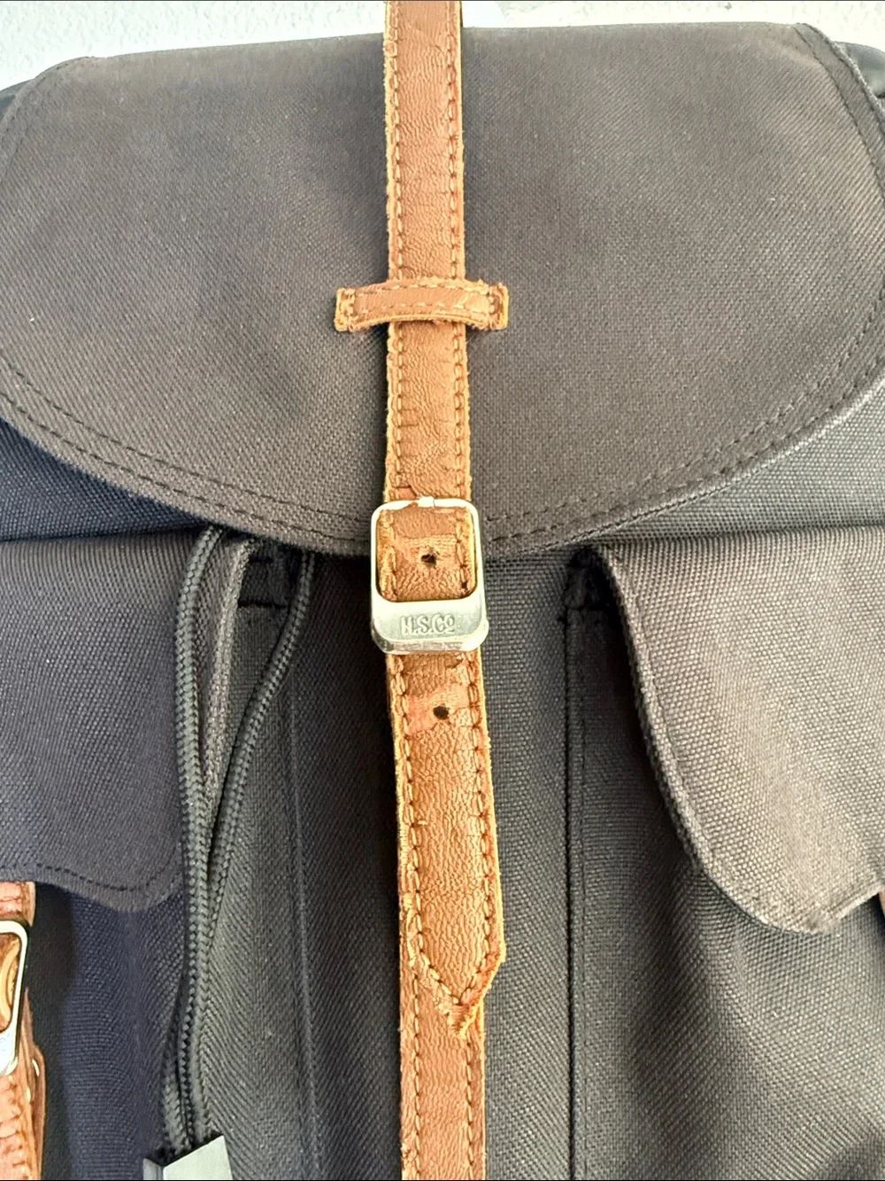 Herschel Little America Backpack Canvas Brown Faux Leather Laptop Travel Bag
